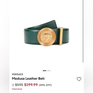 Mens green versace belt
